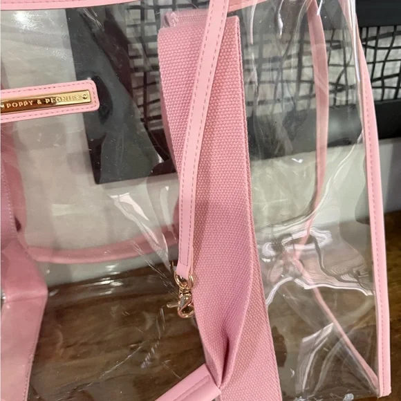 Poppy & Peonies Pink Transparent beach tote - Picture 3 of 7